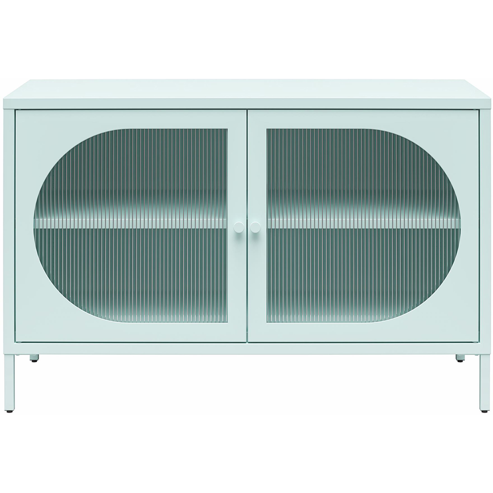 Dorel Luna 2 Door Sky Blue Fluted Glass Wide Accent Cabinet Image 3