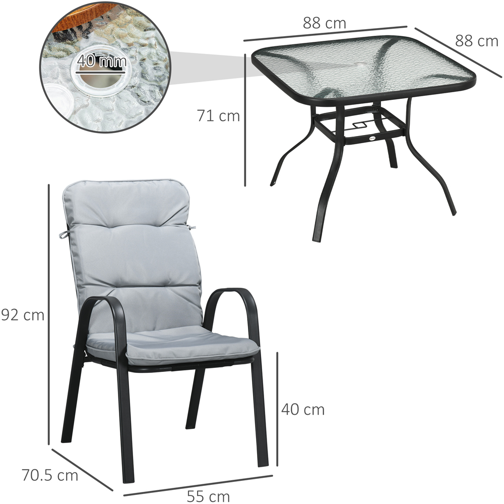 Outsunny 4 Seater Black and Grey Garden Dining Set Image 7