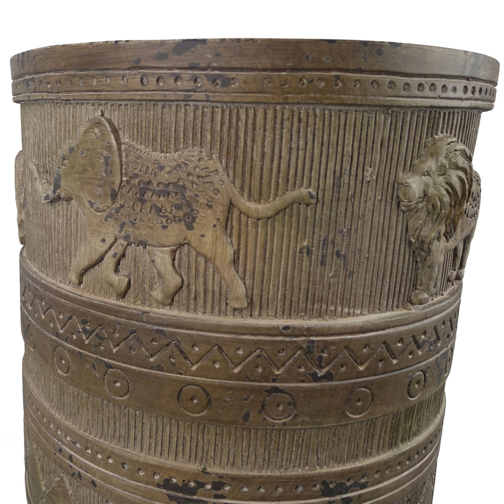 Leaf Jungle Brown Lion Elephant Embossed Composite Planter with Legs 29 x 43cm Image 4