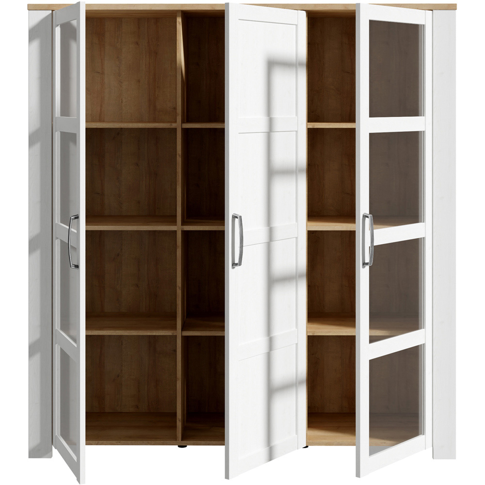 Florence Bohol 3 Door White Riviera Oak Large Display Cabinet Image 4