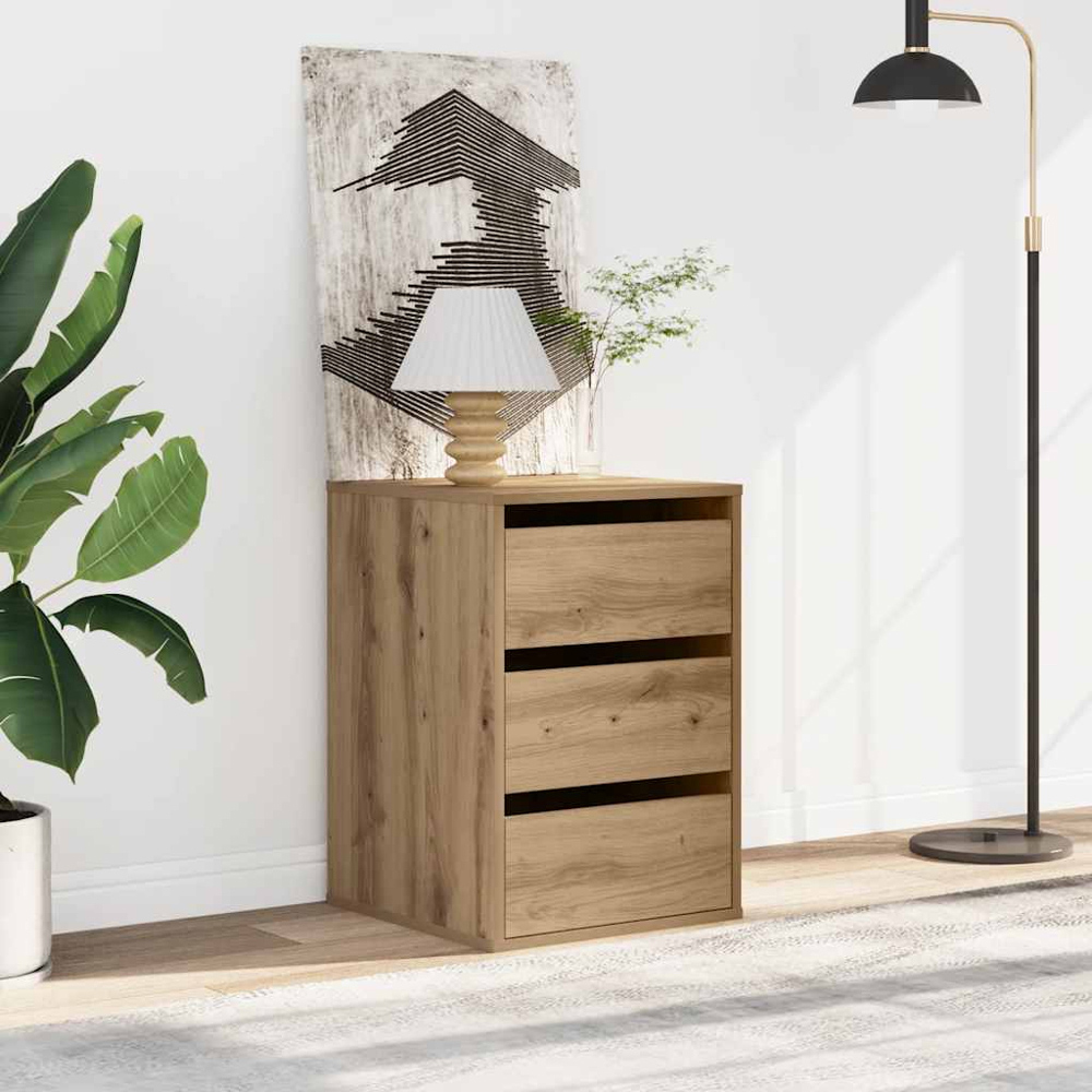 vidaXL 3 Drawer Artisanal Oak Wooden Chest of Drawers Image 8
