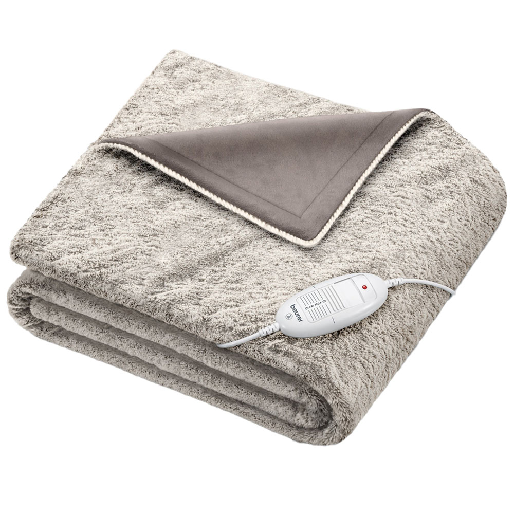 Beurer Nordic Taupe Fluffy Heated Throw Image 1