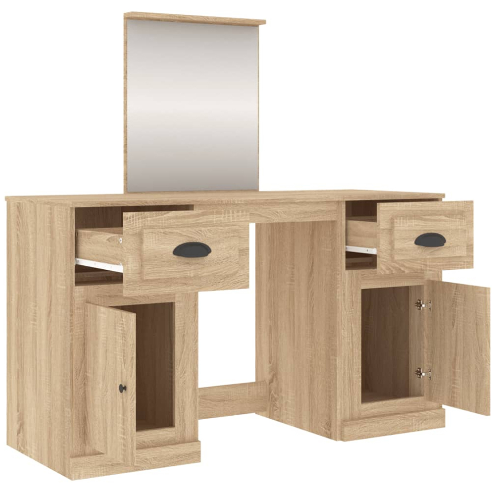 vidaXL 2 Door 2 Drawer Sonoma Oak Wooden Dressing Table with Mirror Image 3
