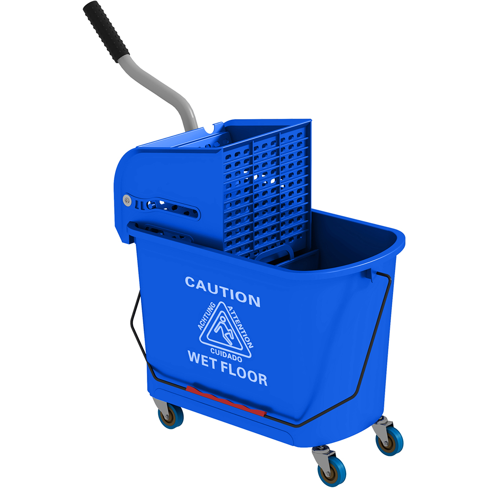 HOMCOM Blue Wringer Handle Mop and Bucket Set on Wheels 20L Image 1