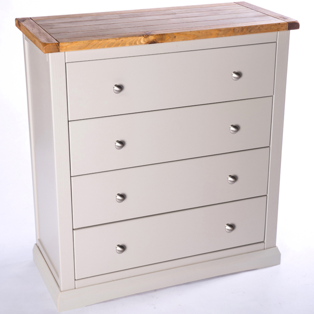 Loreo 4 Drawer Light Grey Chest of Drawers with Chrome Knobs Image 4