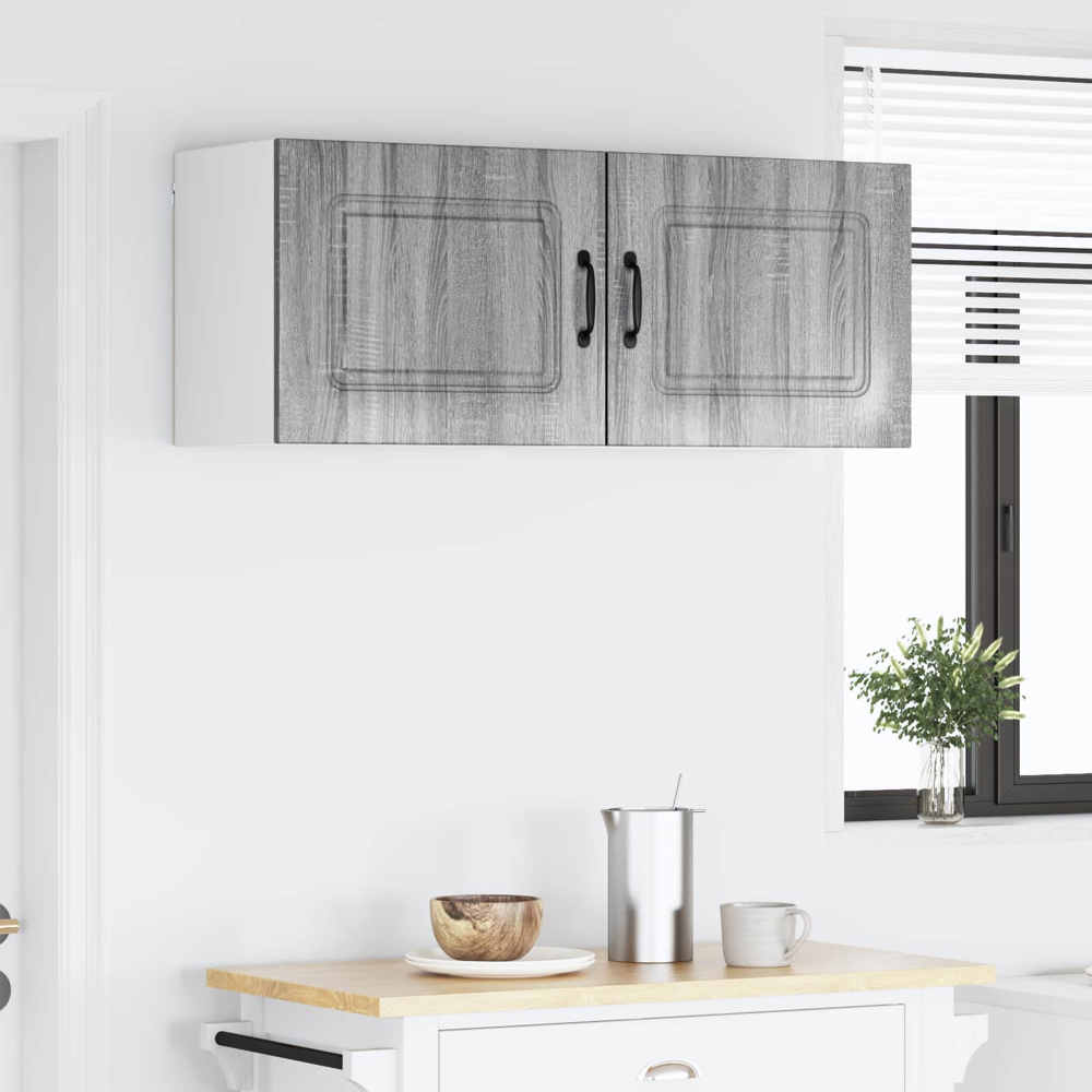 vidaXL Kalmar Single Door Grey Sonoma Wall Mounted Wide Kitchen Cabinet Set of 2 Image 9