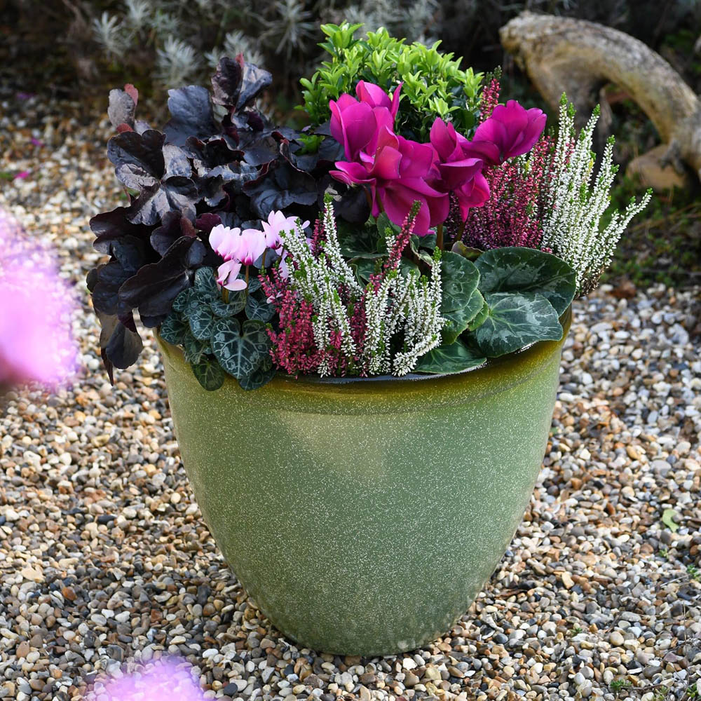 Garden Gear Sage Green Bell Glazed Planter 39.5cm 3 Pack Image 4