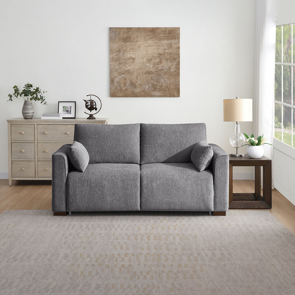 Rockaway 2 Seater Light Grey Full Foam Sofa Bed Image 3