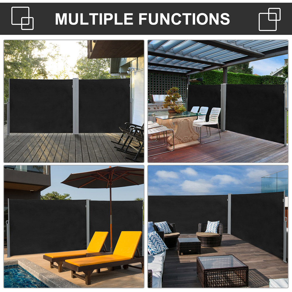 Outsunny Black Retractable Side Awning Screen 3 x 1.8m Image 6