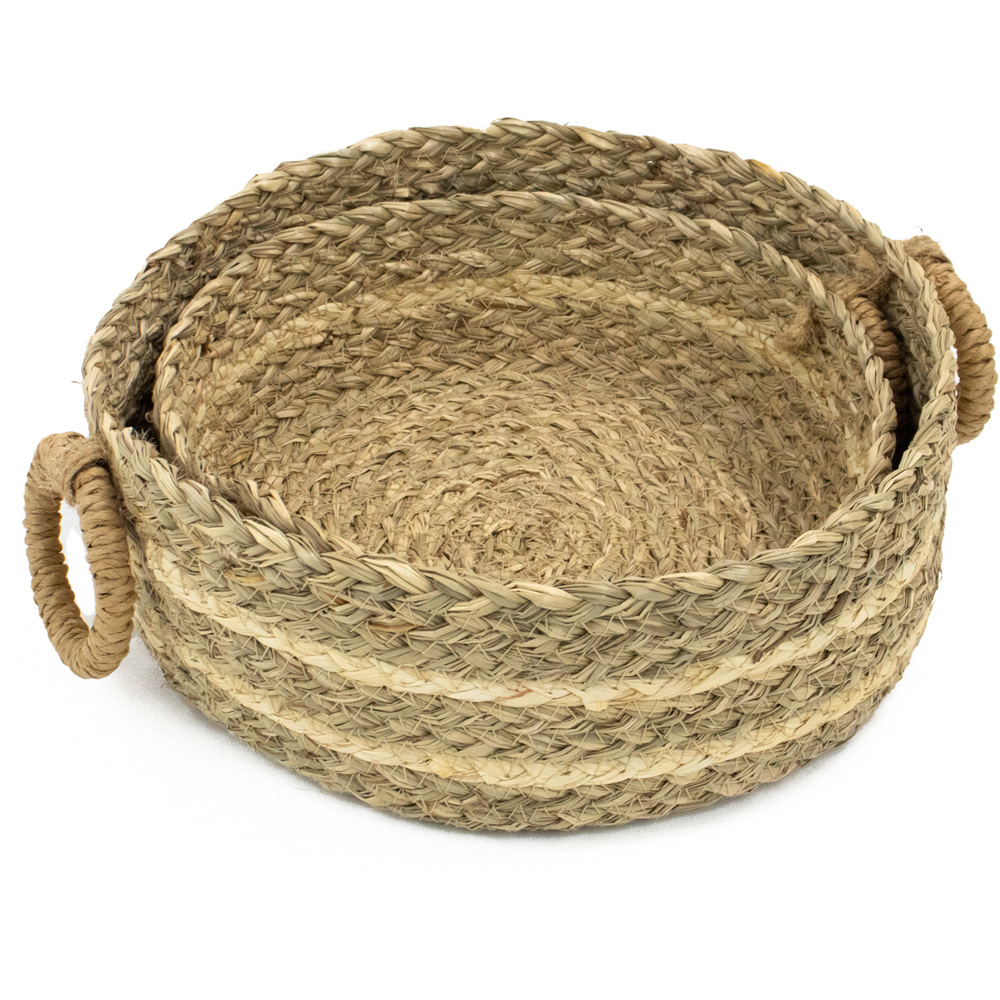 JVL Palma Maize Natural Round Storage Basket 2 Pack Image 3