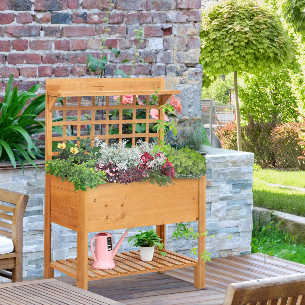Outsunny 2 Shelf Wooden Raised Garden Bed Planter Image 2