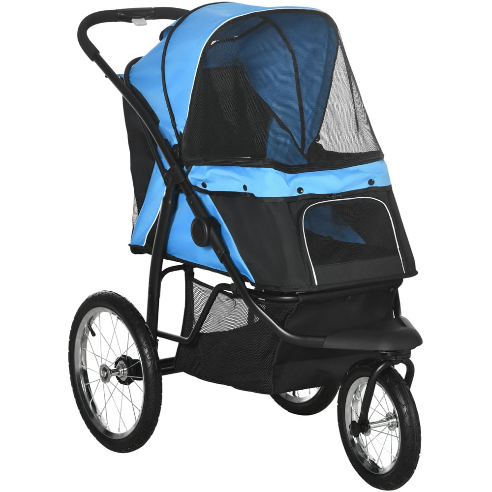 PawHut 3 Wheel Foldable Pet Stroller Blue Image 1