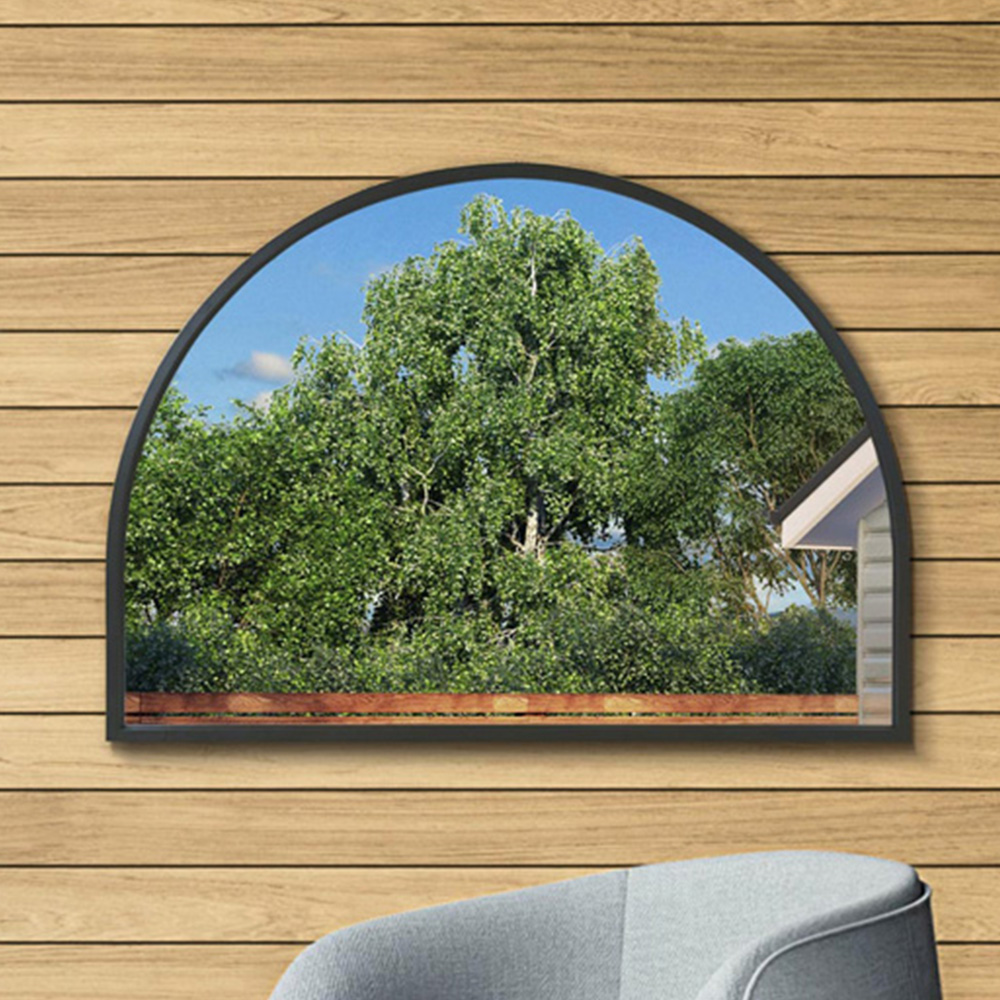 MirrorOutlet The Arcus Black Framed Arched Garden Wall Mirror 125 x 90cm Image 2