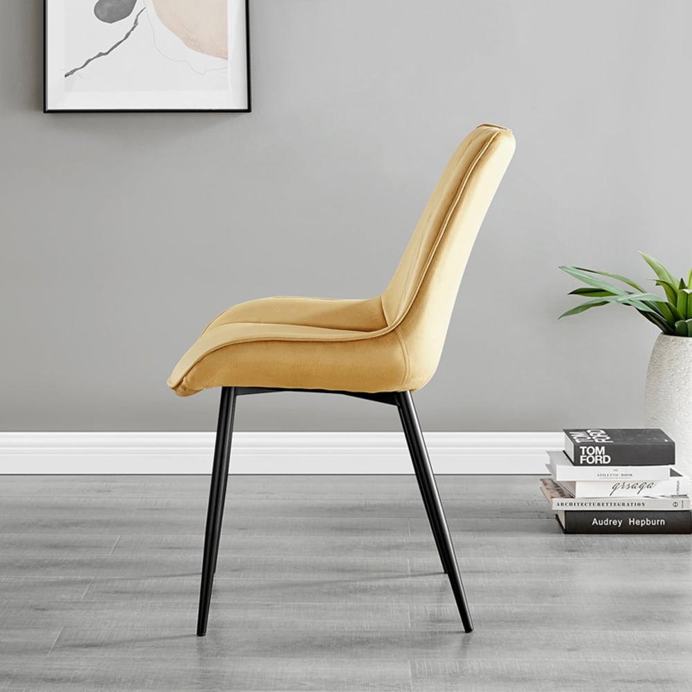 Furniturebox Molini Cesano 6 Seater Dining Set Black Gloss and Mustard Image 4