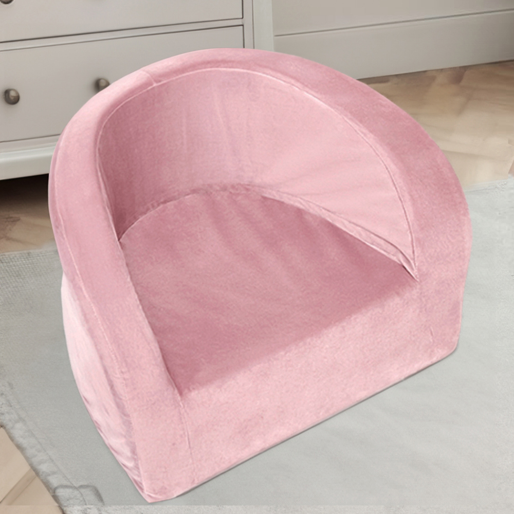Misioo Pink Velvet Children’s Armchair Image 1