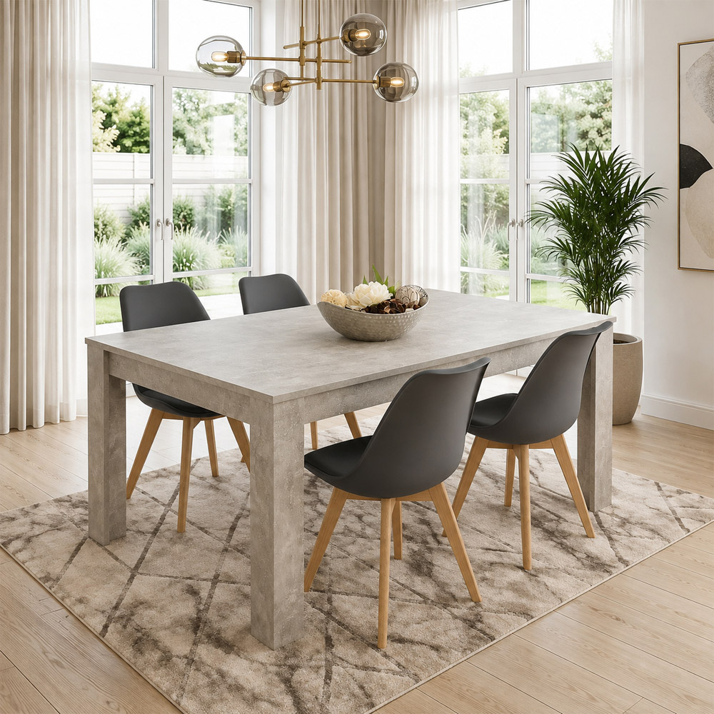 Portland Plastic Leather 4 Seater Dining Set Stone Grey and Grey Image 2