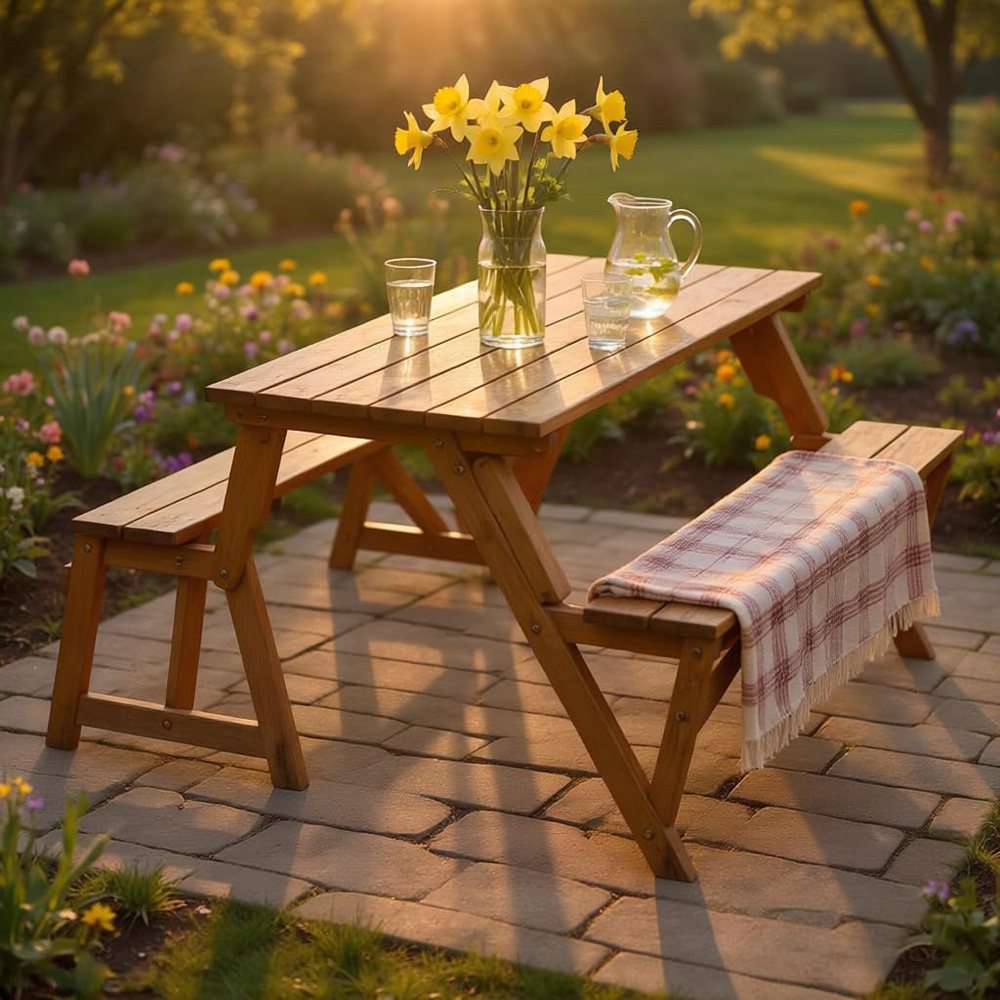 Thompson & Morgan Acacia 2-in-1 2 Seater Bench and Picnic Table Image 6