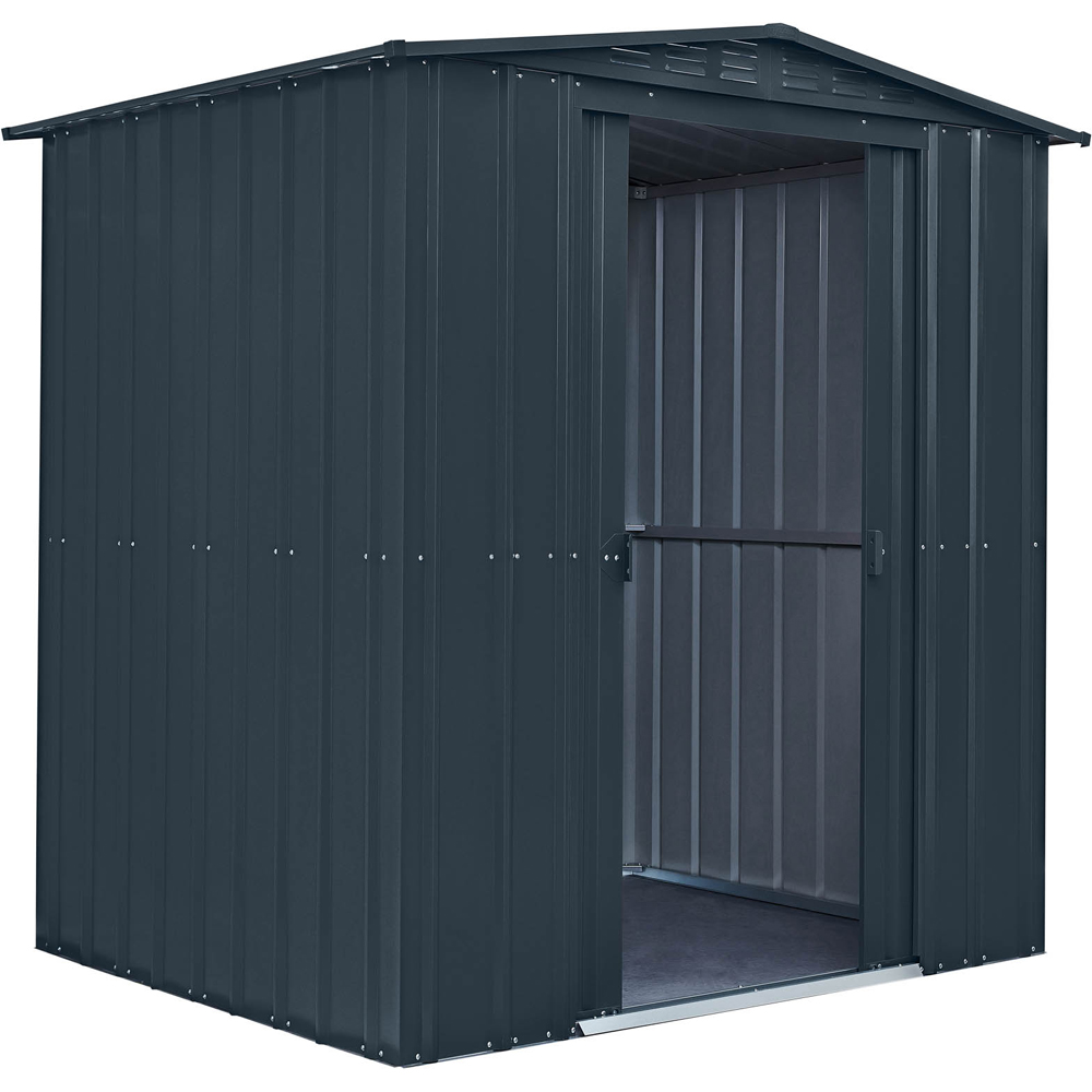 Globel 6 x 5ft 2 Door Grey Metal Apex Garden Shed Image 2
