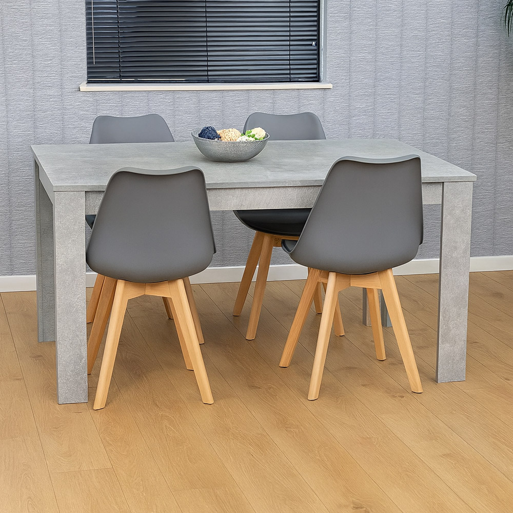 Portland Plastic Leather 4 Seater Dining Set Stone Grey and Grey Image 4
