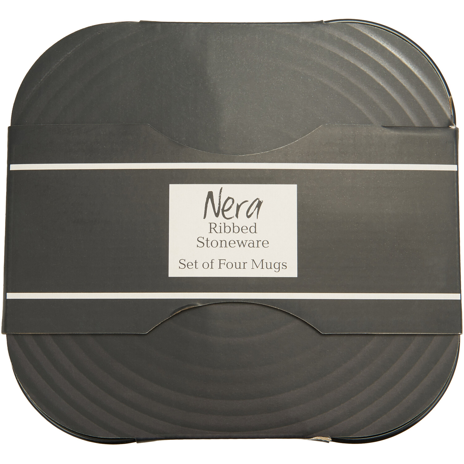 Set of 4 Nera Ribbed Mugs - Black Image 2
