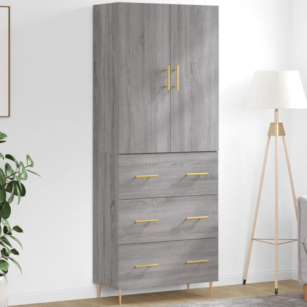 vidaXL 2 Door 3 Drawer Grey Sonoma Highboard Image 1