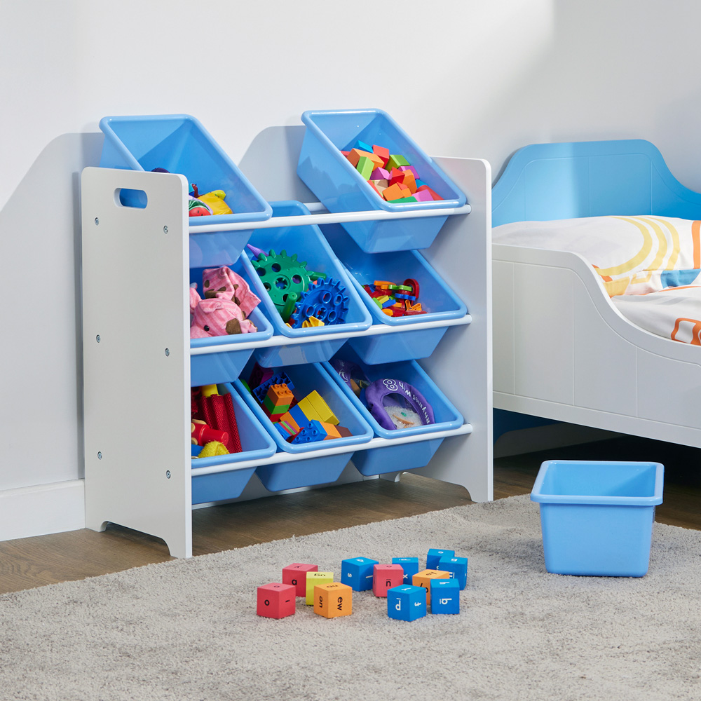 Liberty House Toys Kids 9 Bin White and Blue Storage Unit Image 5