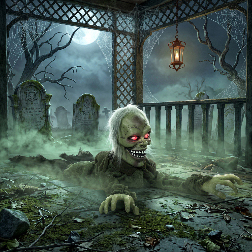 HOMCOM Light Up Animatronic Crawling Zombie Halloween Decoration 3.8ft Image 4