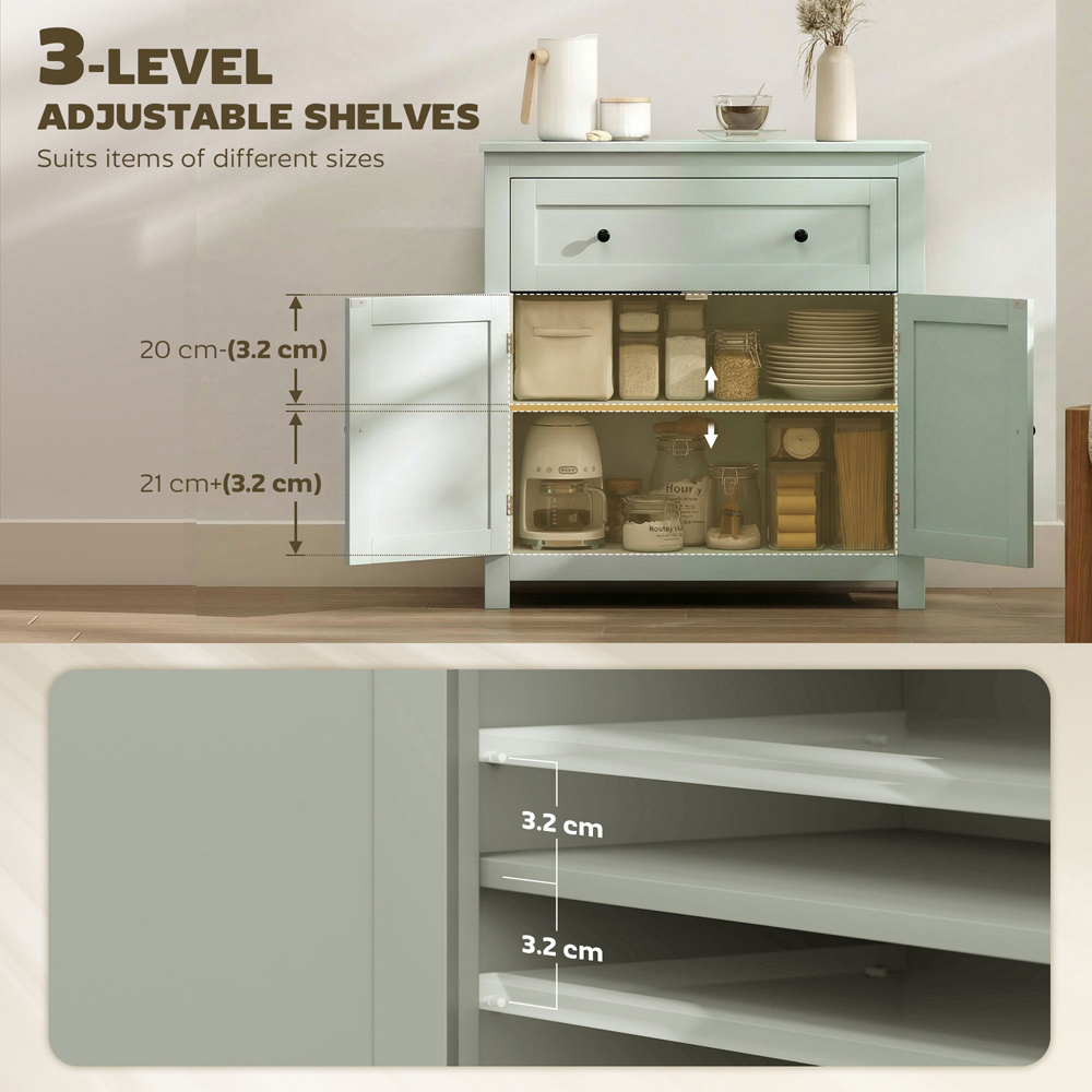 Portland 2 Door Single Drawer Green Sideboard Image 5