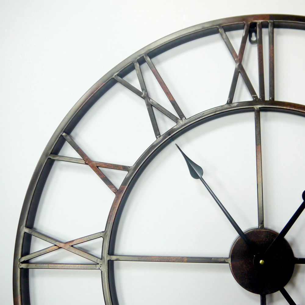 Walplus Brown Roman Numeral Iron Wall Clock 56cm Image 4