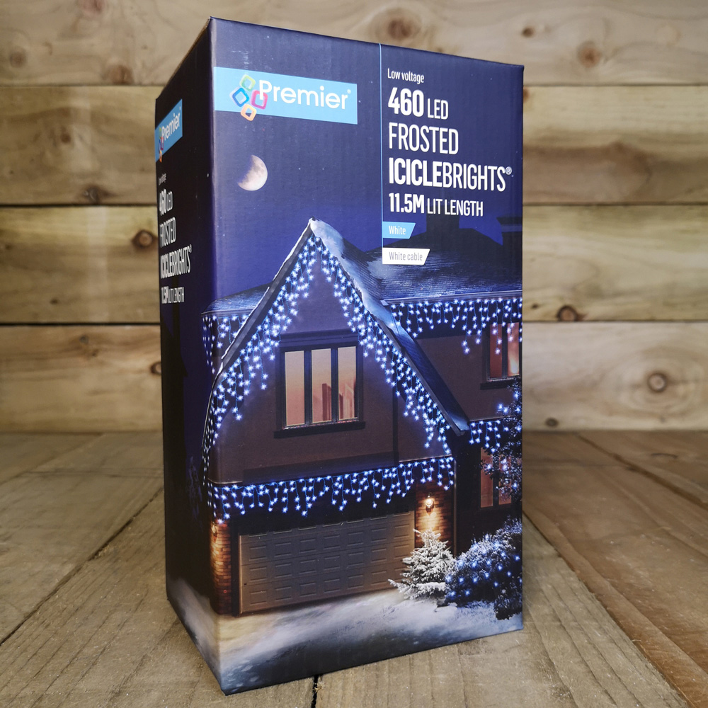 Premier IcicleBrights 460 Cool White LED White Cable Icicle Light 11.5m Image 5