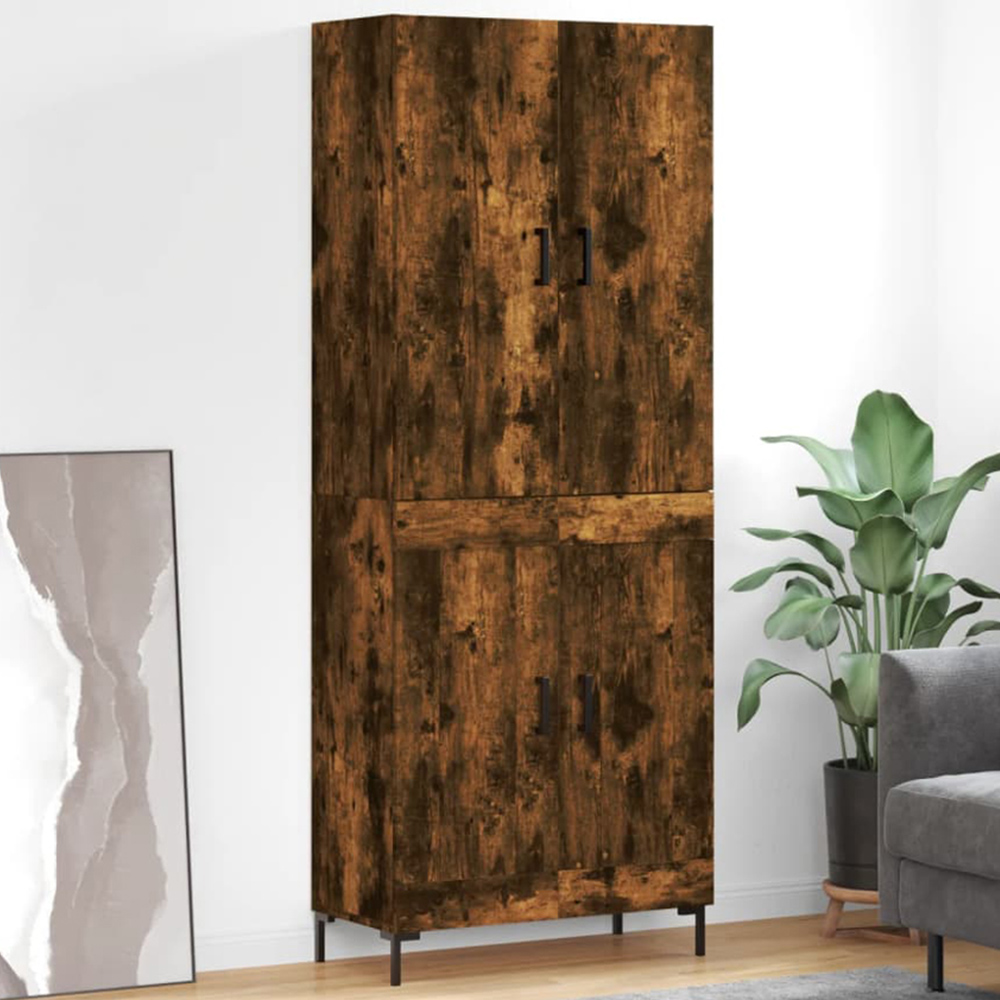 vidaXL 4 Door Smoked Oak Highboard Image 1