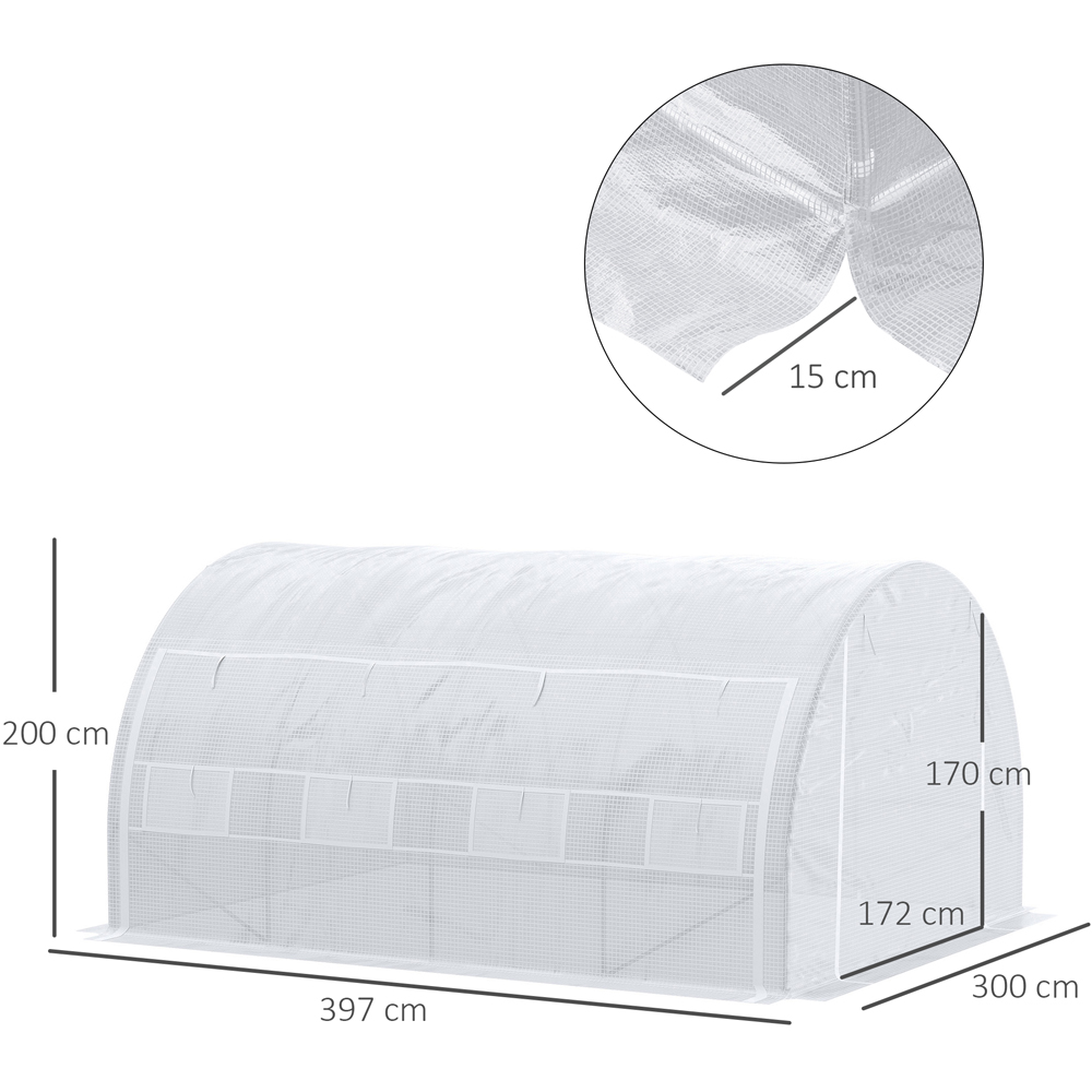 Outsunny White Plastic 10 x 13ft Polytunnel Greenhouse Image 8