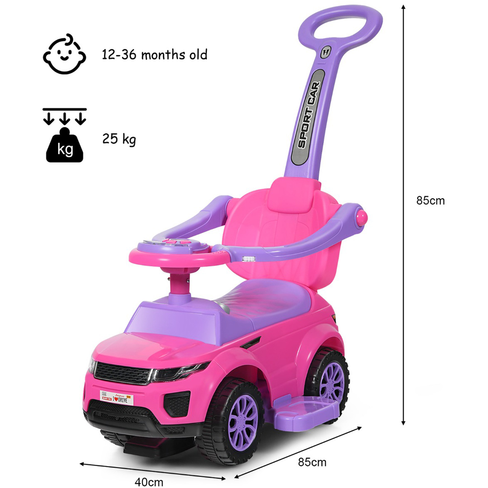 Costway 3-in-1 Kids Pink Sliding Ride On Push Car Stroller Image 7