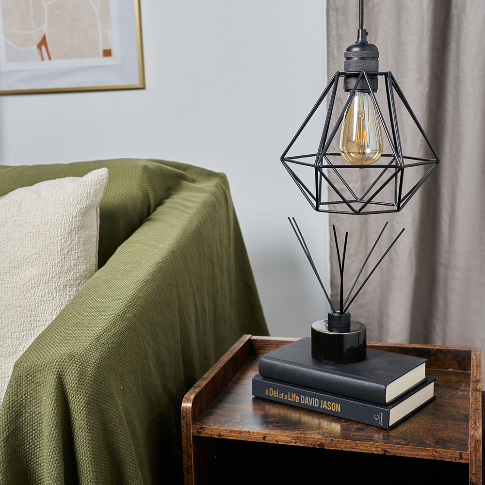 ValueLights Diablo Black Industrial Wire Frame Pendant Shade Image 8