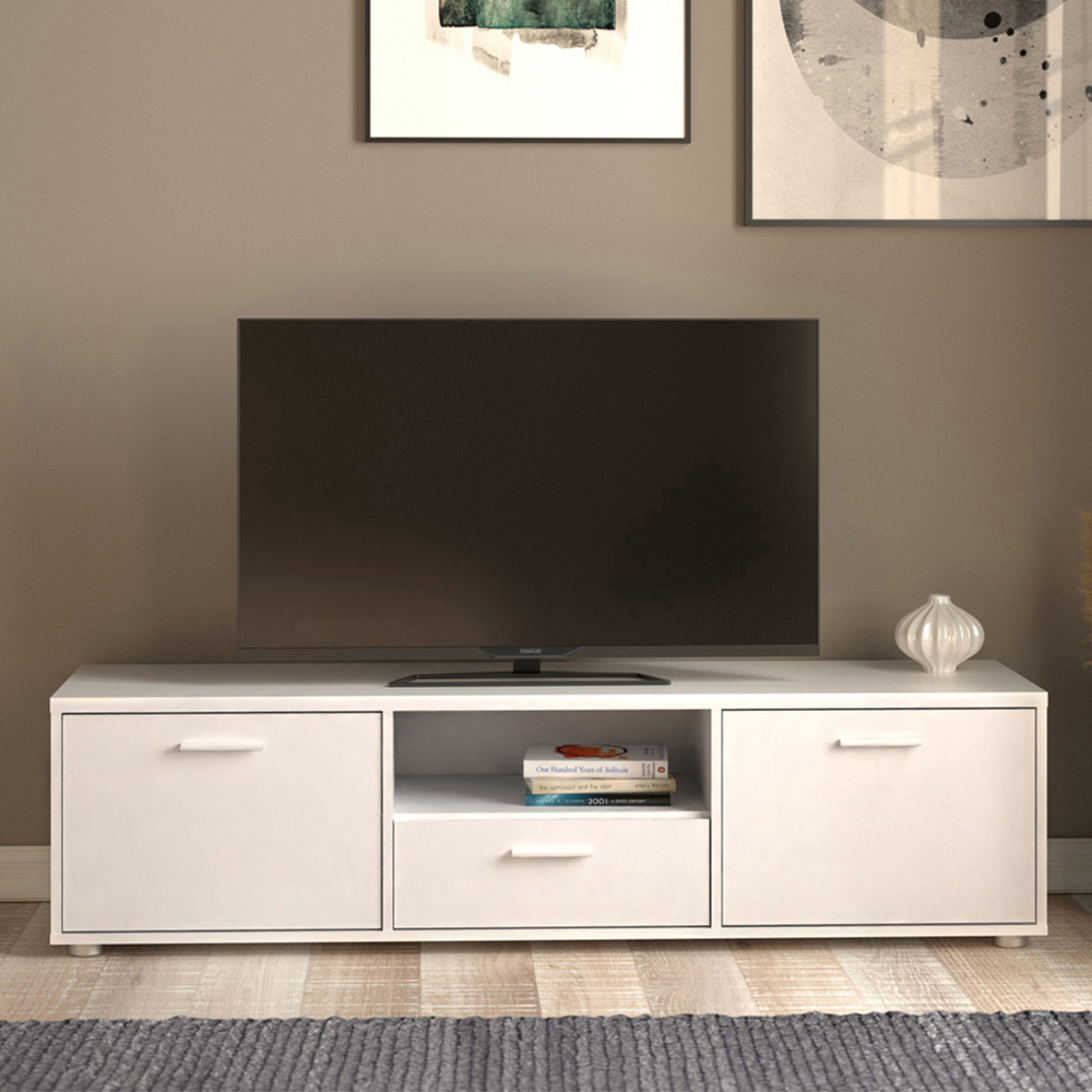 Furniture To Go Media 2 Door Single Drawer White TV Unit Image 1