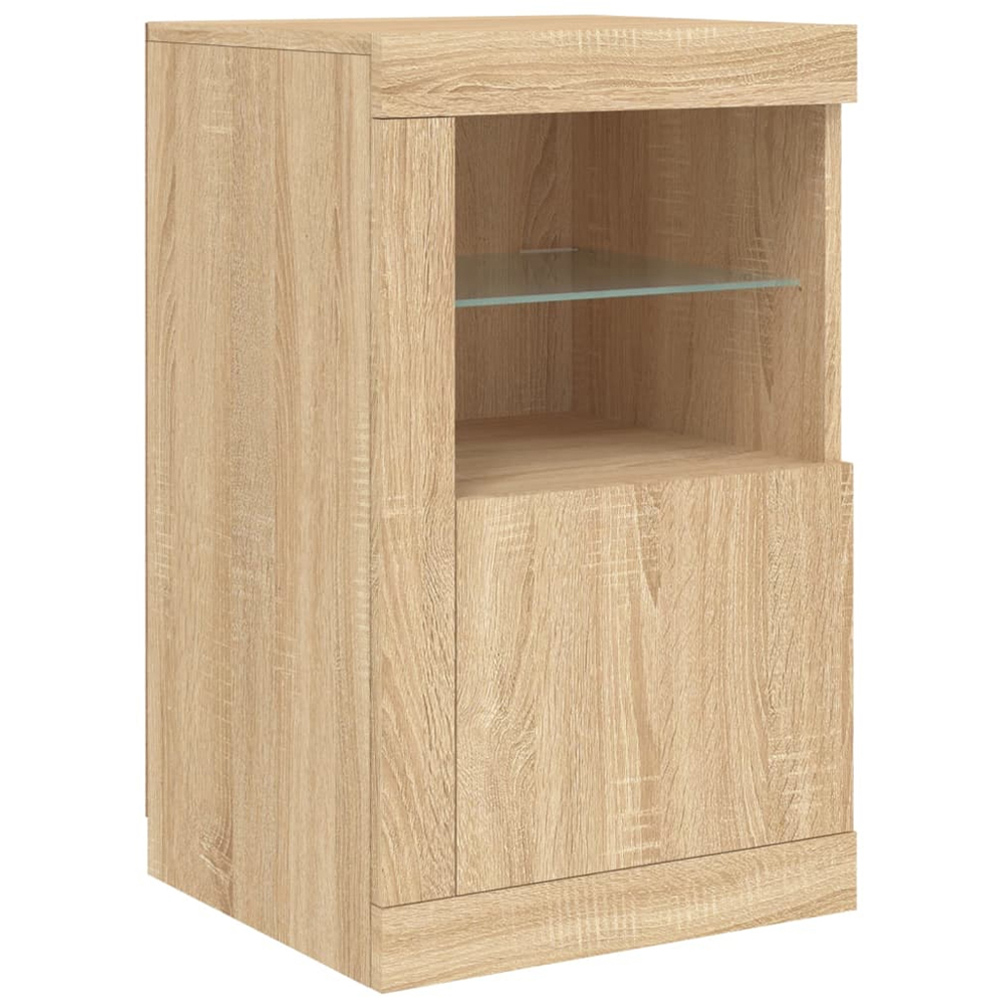 vidaXL 2 Door 8 Shelf Sonoma Oak Sideboard with RGB LED Lights Image 9