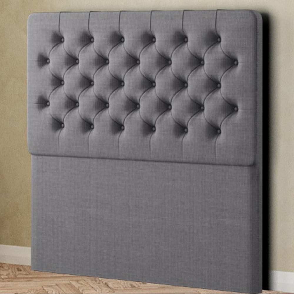 Eleganza Mary Chesterfield Double Grey Linen Floor Standing Headboard Image 1
