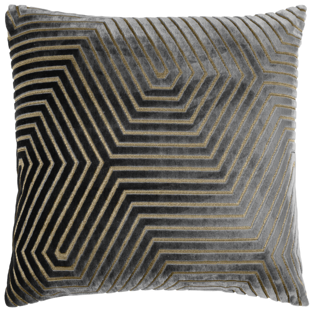 Paoletti Evoke Charcoal Cut Velvet Cushion Image 1