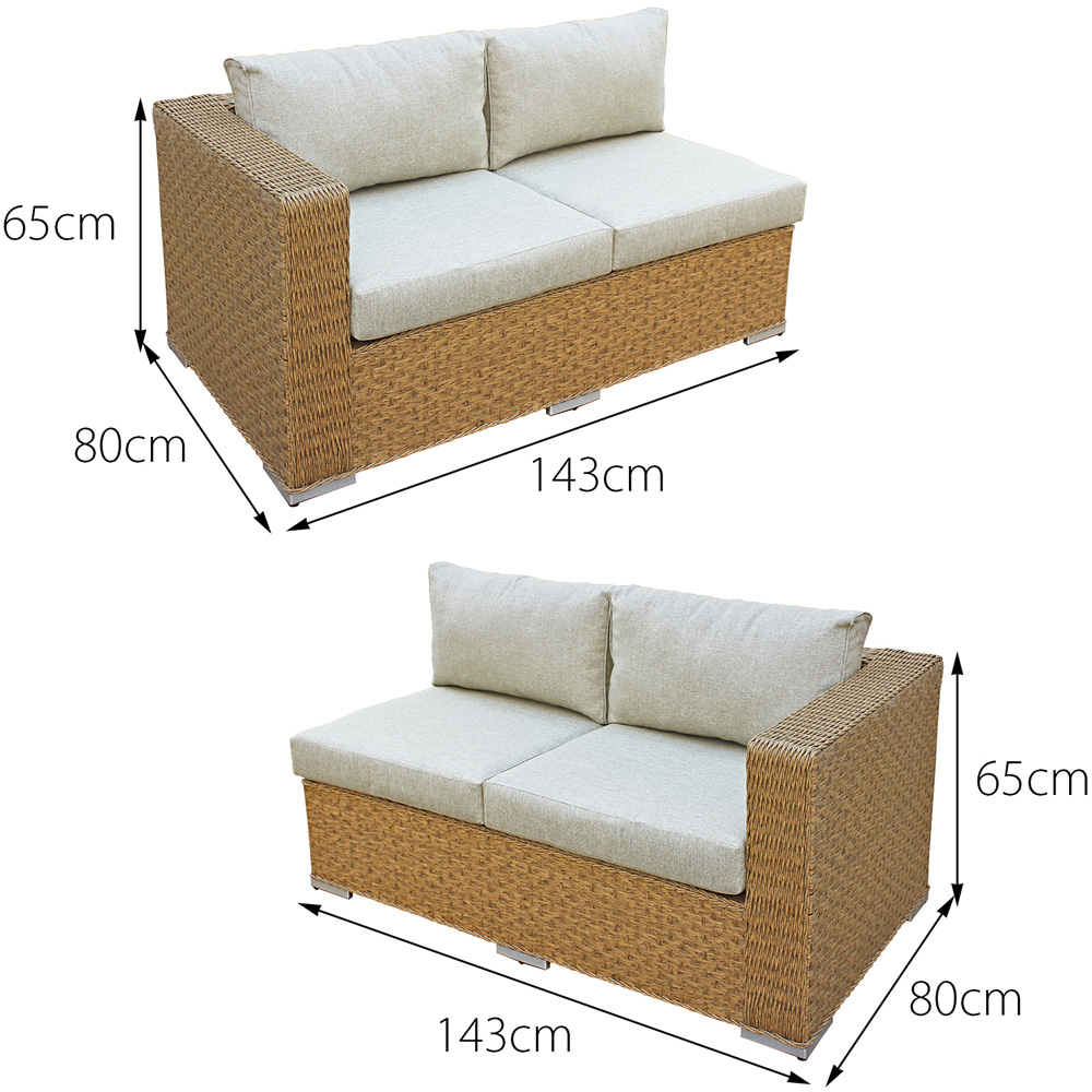 Oseasons Buxton 9 Seater Mixed Brown and Taupe Rattan Corner Lounge Set with Firepit and Cushions Image 6