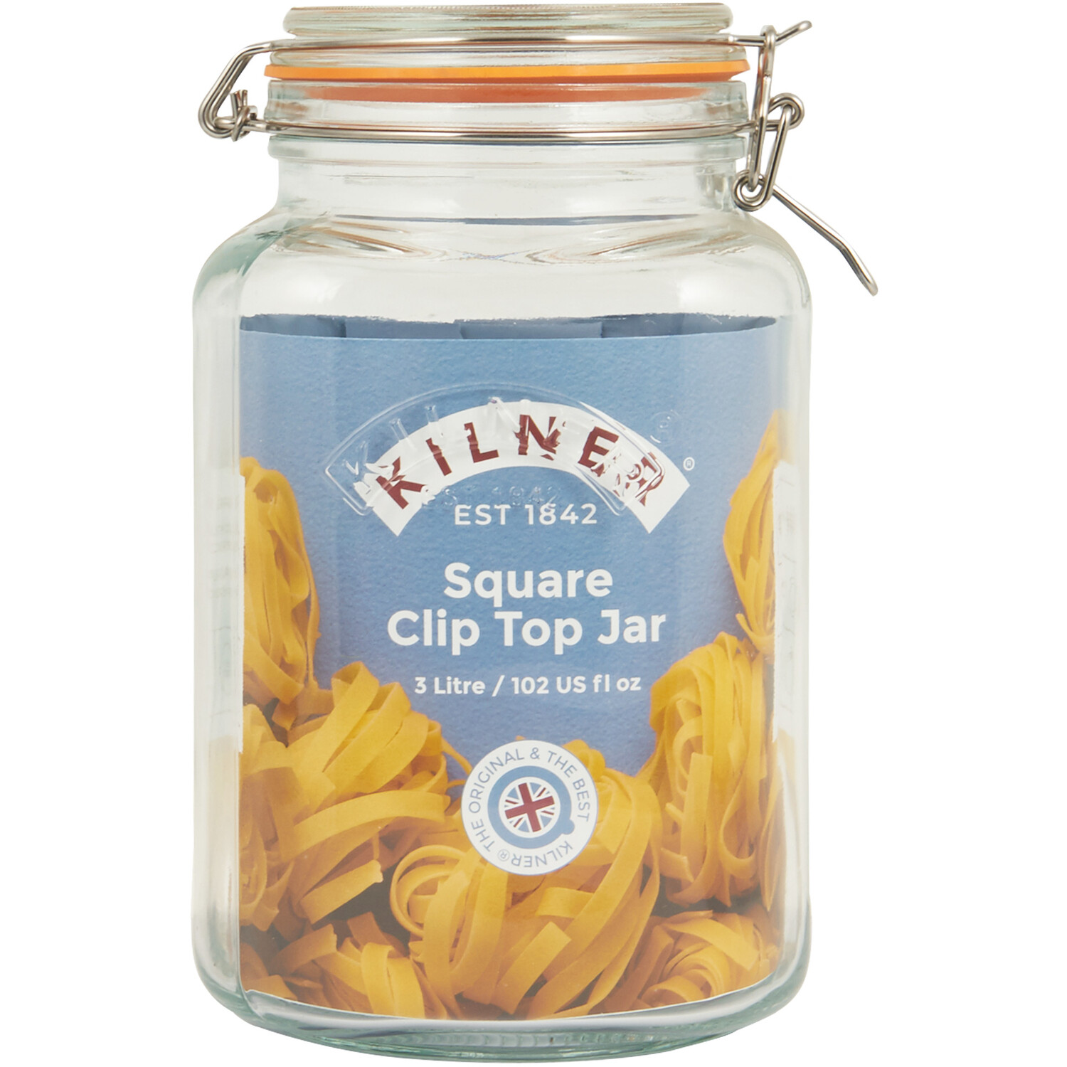 Kilner 3L Square Clear Jar with Clip Top Image 1