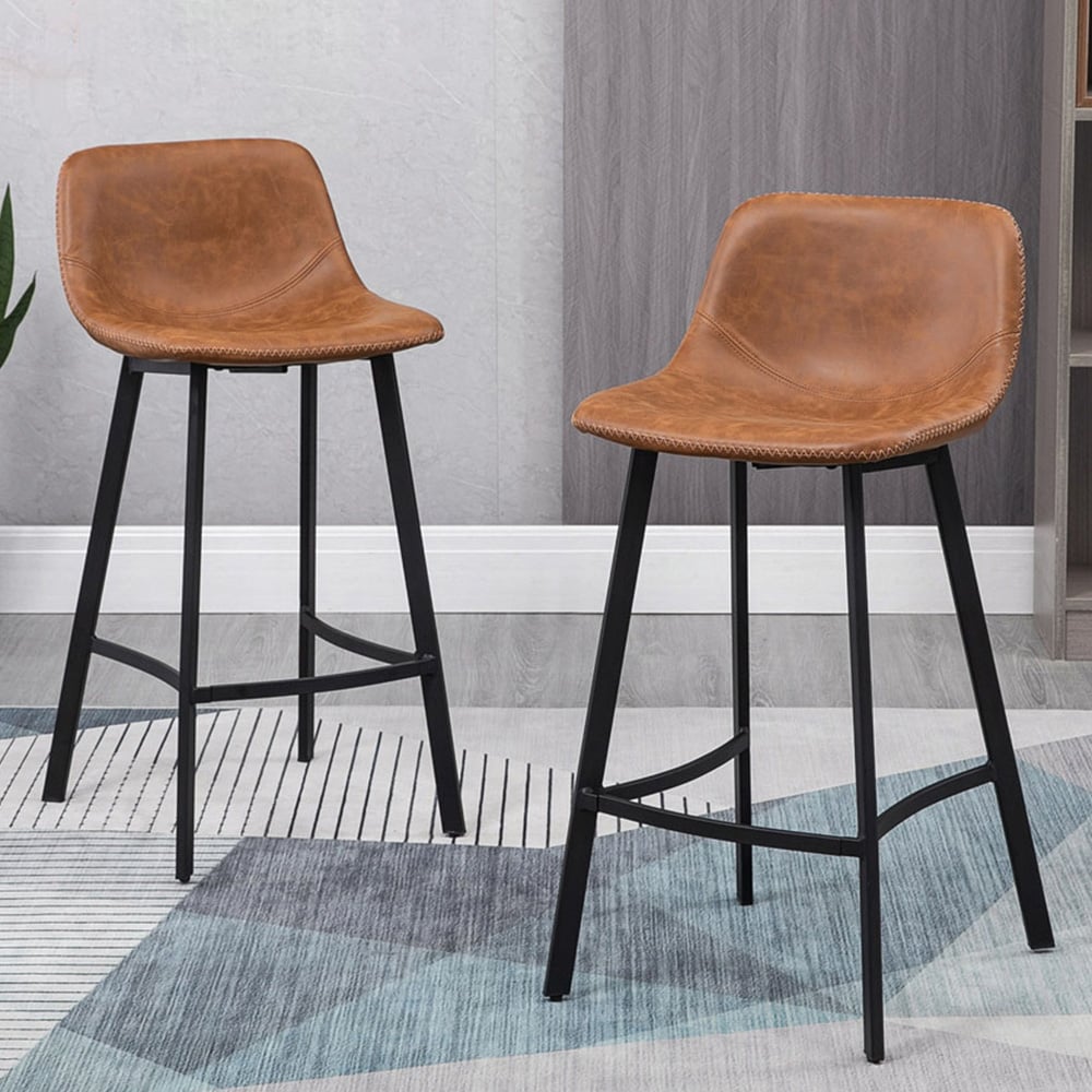 Portland Brown Industrial Bar Stool Set of 2 Image 1