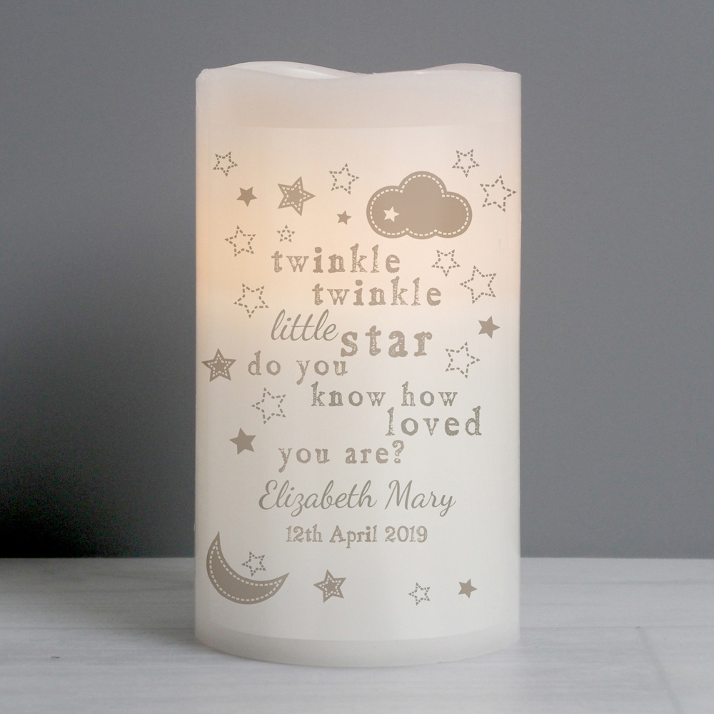 Personalised Memento Twinkle Twinkle Nightlight LED Candle Image 3