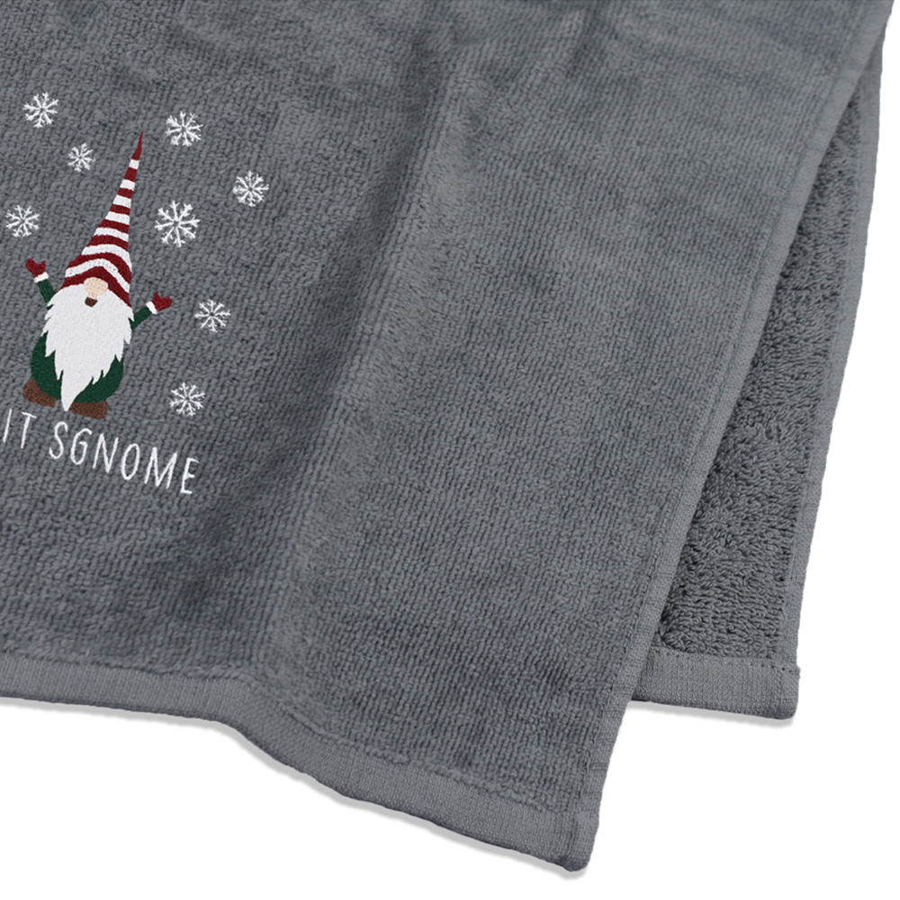 Noel Square Xmas Gonks Grey Hand Towel 2 Pack Image 4
