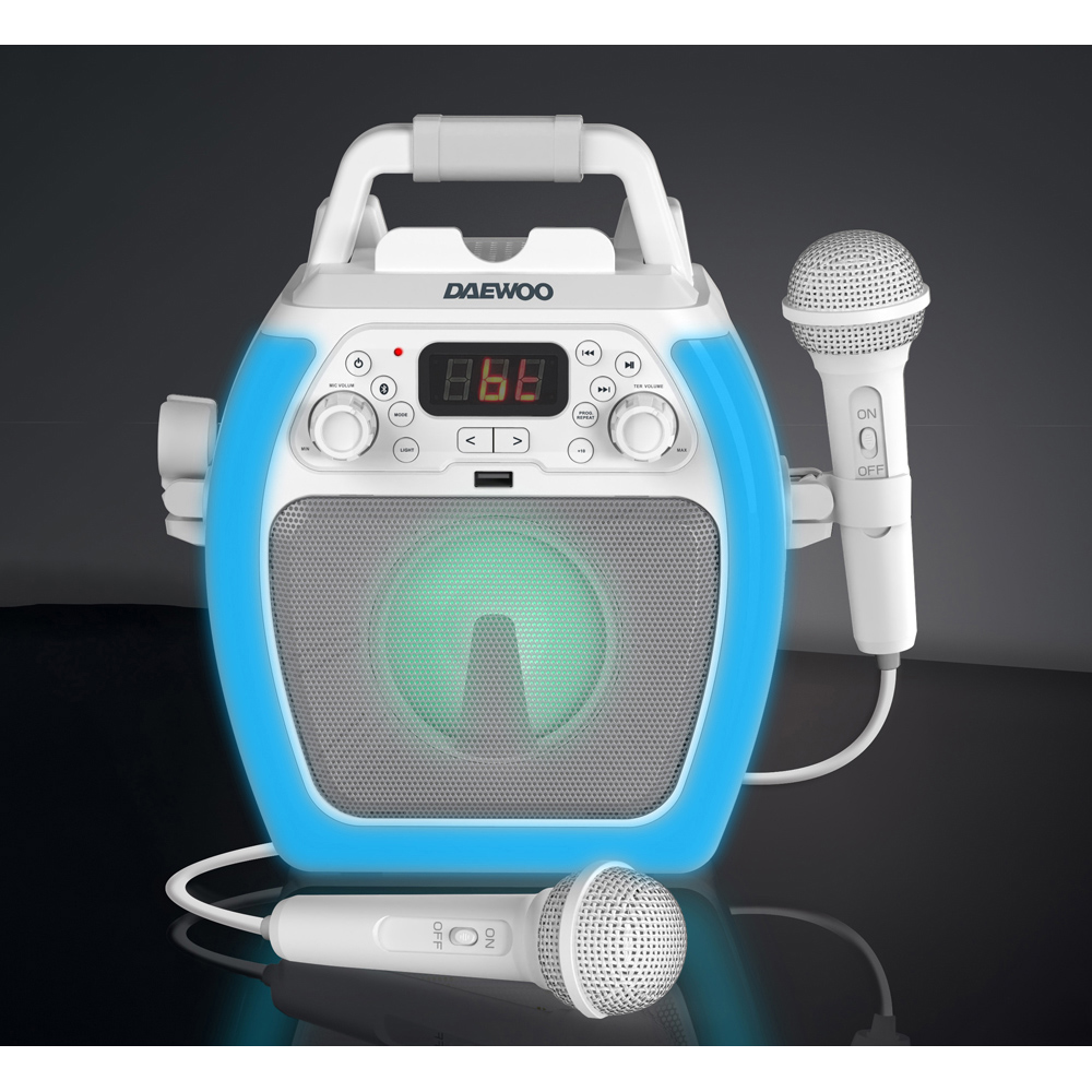 Daewoo White Compact Bluetooth Karaoke Machine Image 7