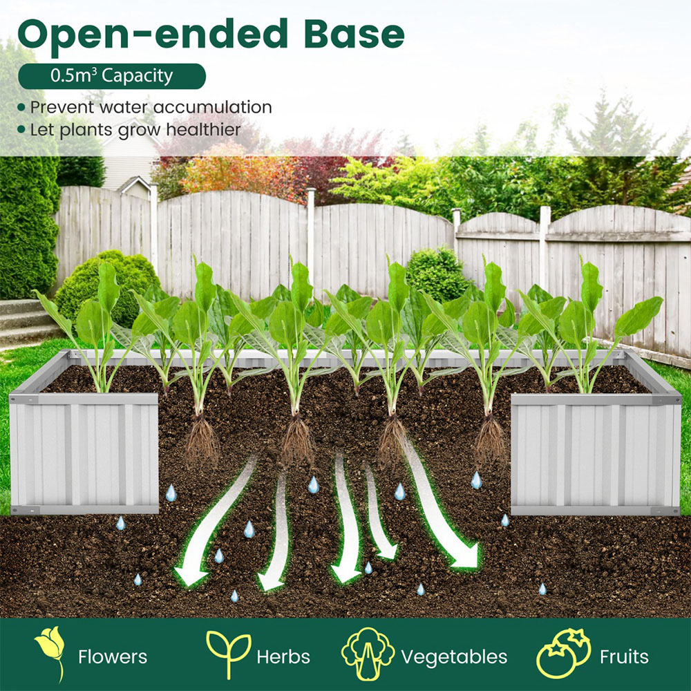 Costway Galvanised Raised Garden Bed with Cover Image 7