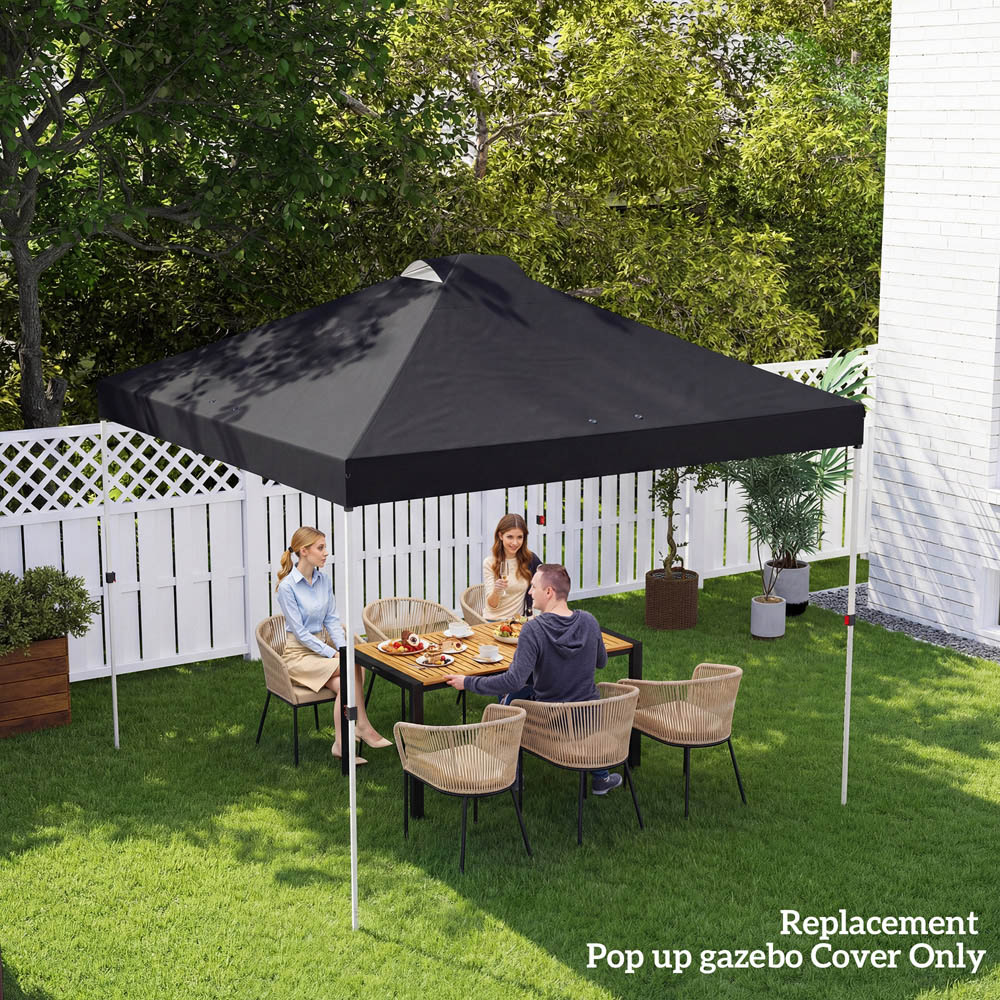 Outsunny 3 x 3m Black Waterproof Gazebo Roof Replacement Cover Image 8