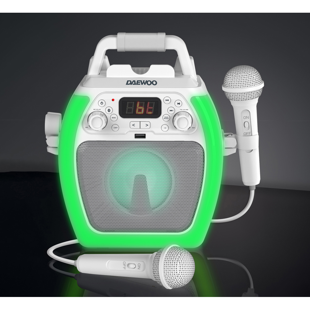 Daewoo White Compact Bluetooth Karaoke Machine Image 8