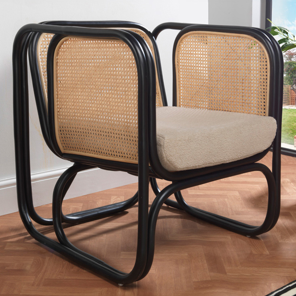 Desser Iconic Black Latte Fabric Rattan Chair Image 1