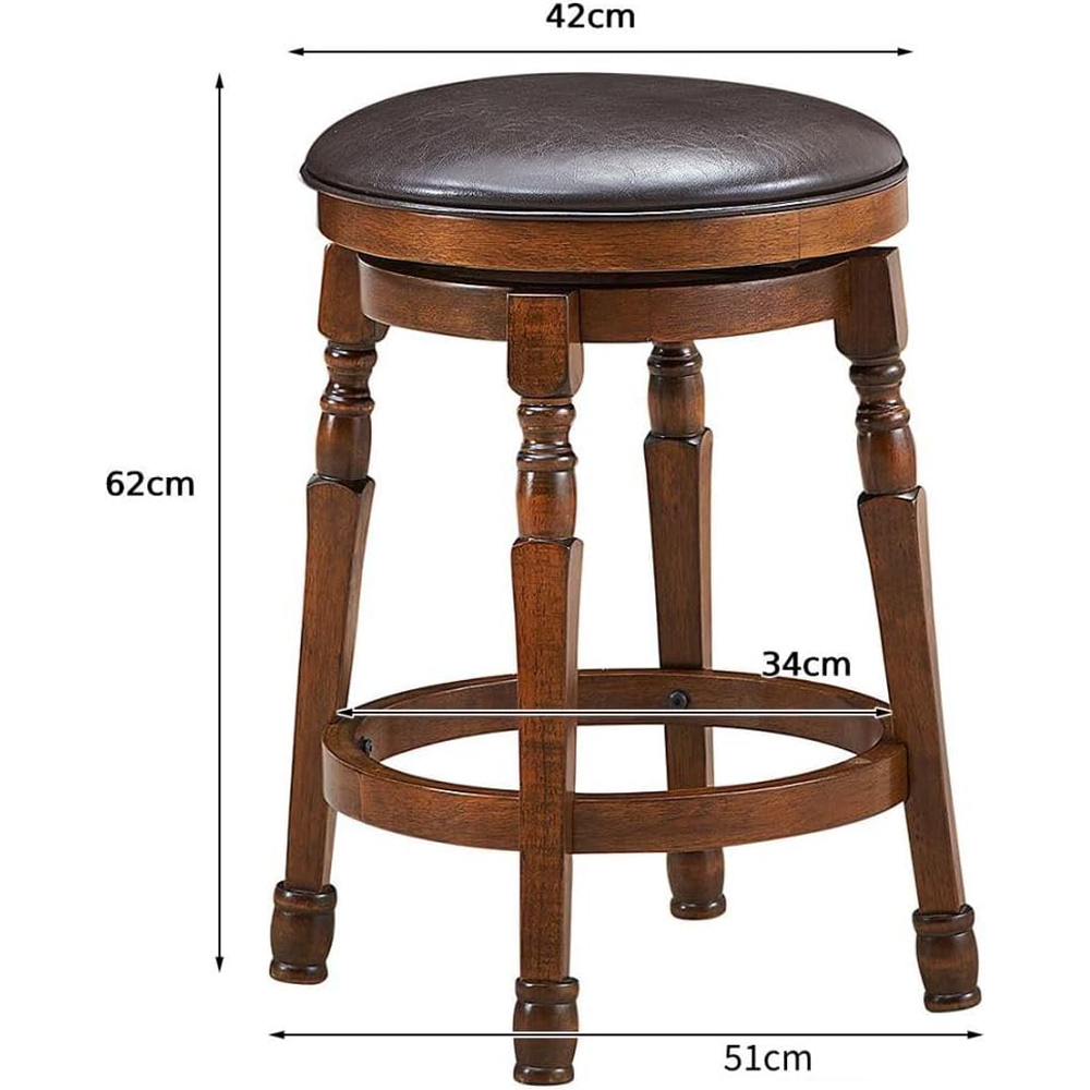 Costway PU Leather Swivel Bar Stool with Footrest Set of 2 Image 9