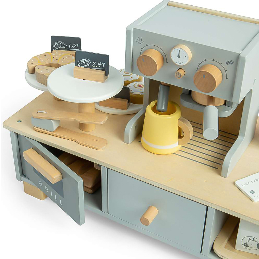 Bigjigs Toys Kids Wooden Coffee Shop Playset Image 7